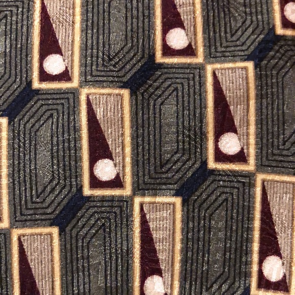 BILL BLASS Black Label Mens Silk Tie Green Gold Red Dot Square Career Luxe GOLF - Picture 4 of 15